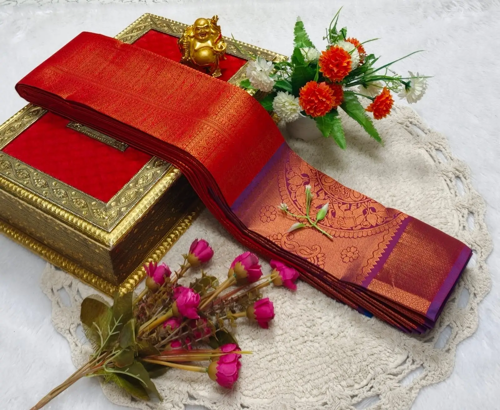Muhurtham Jacquard Floral Pallu Saree